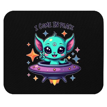 Discover Peaceful  cute Alien- i come in peace Mouse Pads
