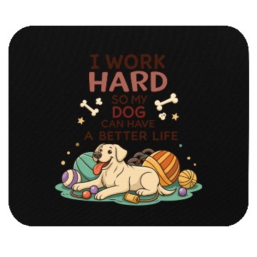 Discover Work Hard Play Hard Dog Illustration Mouse Pads
