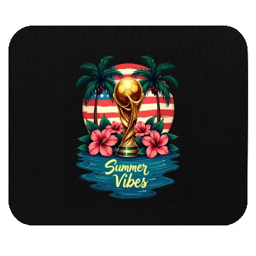 Discover Tropical Summer Vibes Soccer Trophy Design Mouse Pads