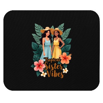 Discover Tropical Sister Vibes Illustration Mouse Pads