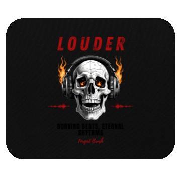 Discover Flaming Skull Headphones – Rock & Roll Design Mouse Pads