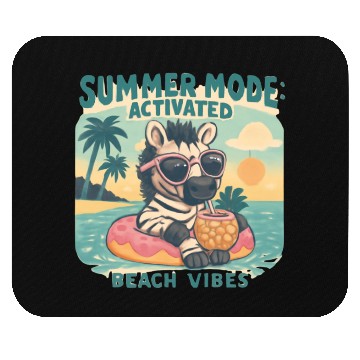 Discover Cool Zebra on Donut Floatie – Summer Vibes Mouse Pads