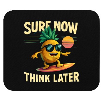 Discover Retro Pineapple Surfing Rainbow Wave Mouse Pads