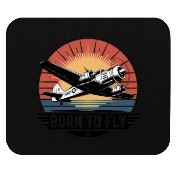 Discover Vintage Dive Bomber Flight Illustration Mouse Pads