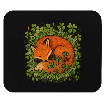 Discover Fox Sleeping in Clover Peaceful Nature Art Mouse Pads