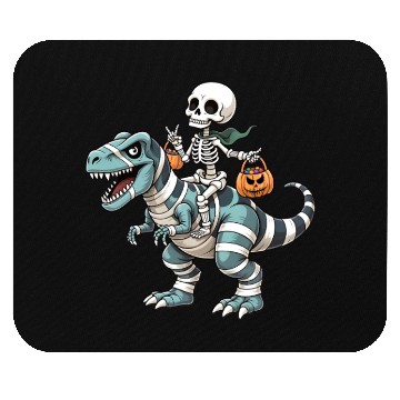 Discover Skeleton Riding Mummy Dinosaur Funny Halloween Mouse Pads