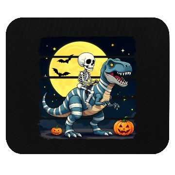 Discover Skeleton Riding Mummy Dinosaur Funny Halloween Mouse Pads