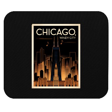 Discover Chicago Skyline Nightscape Design Mouse Pads