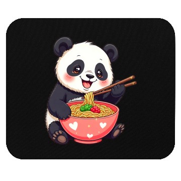 Discover Cute Panda Eating Ramen Noodles Mouse Pads