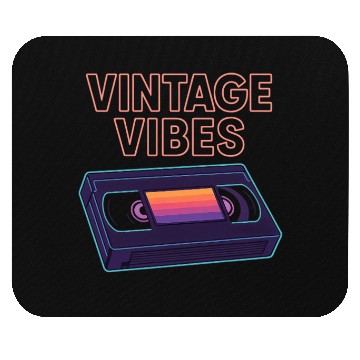 Discover Vintage Cassette Tape Neon Design Mouse Pads