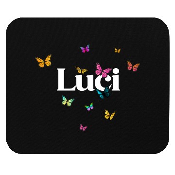 Discover LUCI - beautiful girl name with cute butterflies Mouse Pads