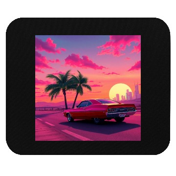 Discover Neon Drift Sunset on the Synthwave Highway Mouse Pads