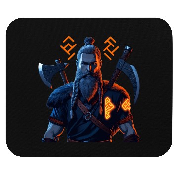 Discover Viking Warrior with Axes and Fur Mouse Pads