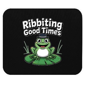 Discover Whimsical Frog with Hat and Lily Pads Mouse Pads