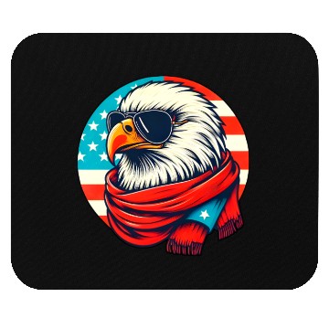 Discover Patriotic Eagle with Sunglasses and Scarf Mouse Pads