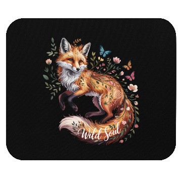 Discover Enchanted Fox with Floral Accents Mouse Pads