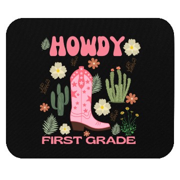 Discover Howdy First Grade Kids Mouse Pads, Cowgirl First Day