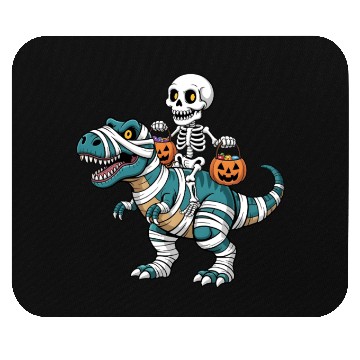 Discover Skeleton Riding Mummy Dinosaur Funny Halloween Mouse Pads