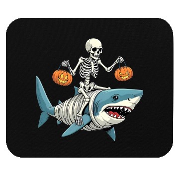 Discover Skeleton Riding Mummy Dinosaur Funny Halloween Mouse Pads