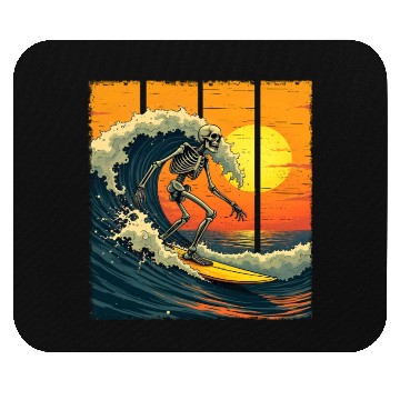 Discover Skeleton Surfer Vintage Surfing Funny Halloween Mouse Pads