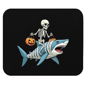 Discover Skeleton Riding Shark Mummy Funny Halloween Mouse Pads