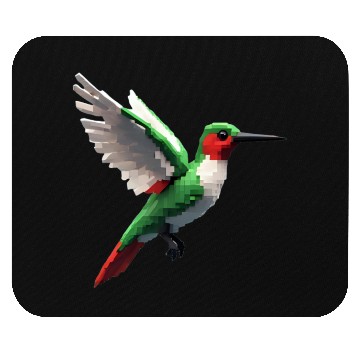 Discover Pixelated Red & Green hummingbird Mouse Pads