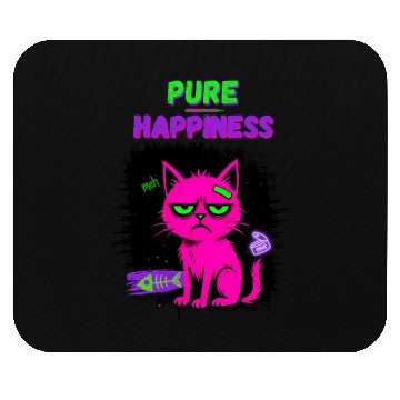 Discover Neon Grumpy Cat – Pure Happiness Graphic Mouse Pads