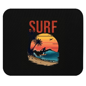 Discover Sunset Surfing Beach Scene Mouse Pads