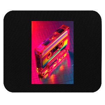 Discover Neon Rainbow Cassette Tape Mouse Pads