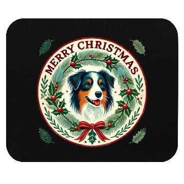 Discover Merry Christmas Australian Shepherd Mouse Pads