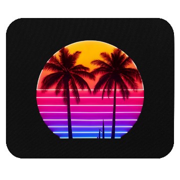 Discover Neon Sunset Palm Trees Illustration Mouse Pads