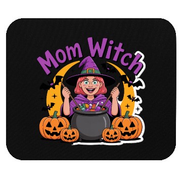Discover Mom Witch with Cauldron Halloween Design Mouse Pads