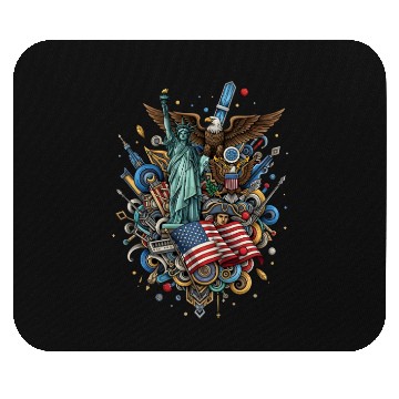 Discover Patriotic US Icon Collage Print Mouse Pads