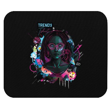 Discover Neon Cyberpunk Female Digital Art Mouse Pads
