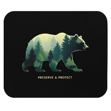 Discover Forest Bear Nature Illustration Mouse Pads