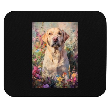 Discover Labrador in Vibrant Garden Scene Mouse Pads