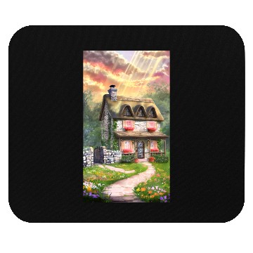 Discover Fairy Tale Cottage in Sunrise Light Mouse Pads