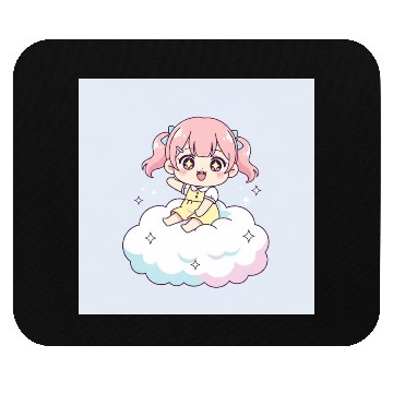 Discover Cute Chibi Girl on Cloud Illustration Mouse Pads