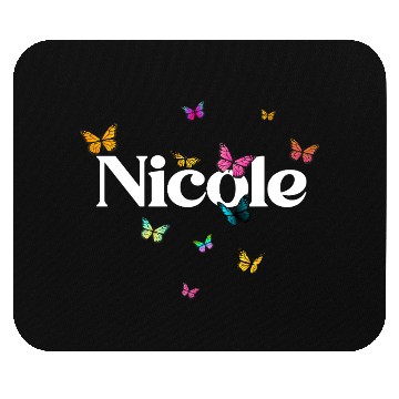 Discover NICOLE - beautiful girl name with cute butterflies Mouse Pads