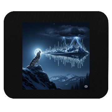 Discover Mystic Mountain Wolf Sound Wave Mouse Pads