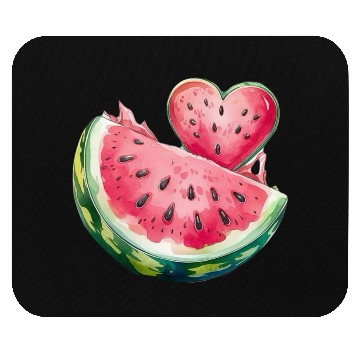 Discover Watermelon Heart Fruit Illustration Mouse Pads