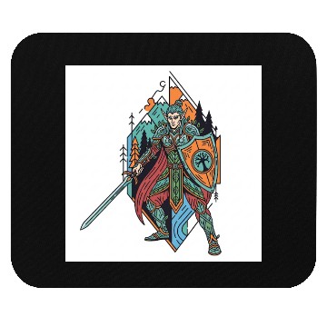 Discover Epic Elf Warrior Shield and Sword Illustration Mouse Pads