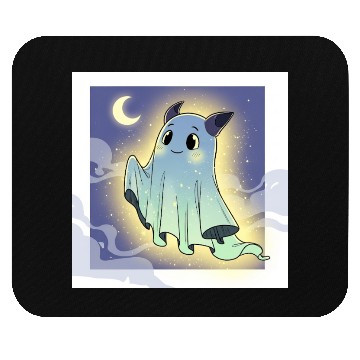 Discover Cute Ghost Bat Under Moon Scene Mouse Pads