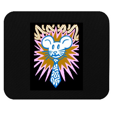 Discover Neon Mouse Head with Radiant Burst Mouse Pads
