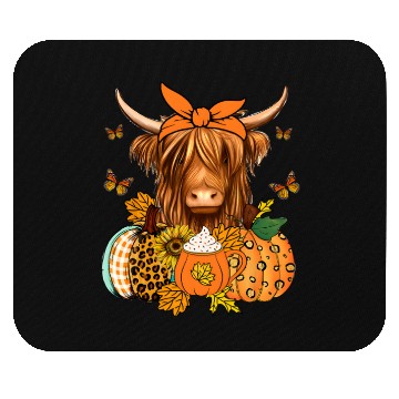 Discover Autumn Highland Cattle with Fall Decor Mouse Pads