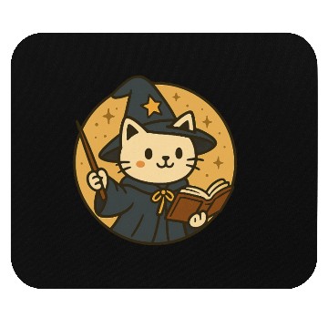 Discover Whimsical Cat Wizard in Starry Night Mouse Pads
