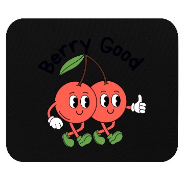 Discover Playful Cherry Duo Illustration Mouse Pads