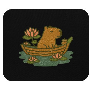 Discover Whimsical Bear in Lotus Boat Design Mouse Pads