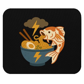 Discover Electrified Fish Ramen Illustration Mouse Pads