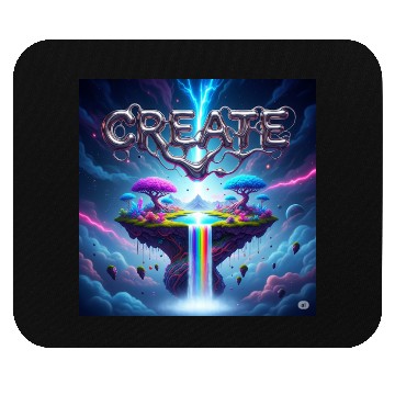 Discover Vivid Floating Island with Rainbow Waterfall Mouse Pads